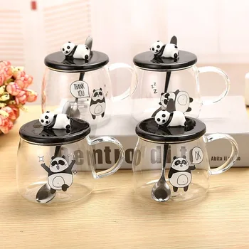 Modern creative Glass mug personality ceramic glass high temperature resistant coffee milk tea cup with panda cover gift LB82526
Modern creative Glass mug personality ceramic glass high temperature resistant coffee milk tea cup with panda cover gift LB82526