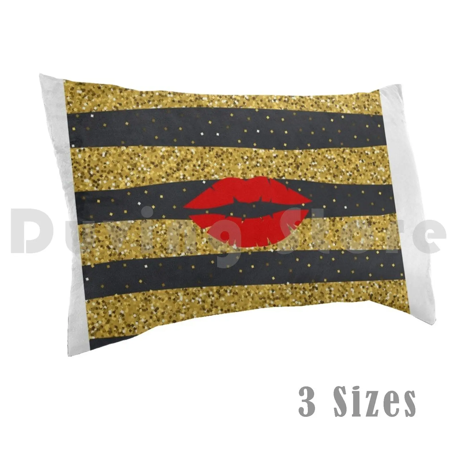 Чехол-Подушка Hannah 1725 Black Gold Red Lips Kiss Love Glam Fashion Beauty Ootd Style помада | Дом и сад