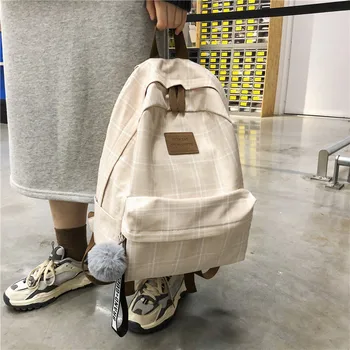 New Cotton Women backpack Female Plaid School Bag for Teenage Girls High quality Travel Backpacks Hair ball Book Mochilas 
New Cotton Women backpack Female Plaid School Bag for Teenage Girls High quality Travel Backpacks Hair ball Book Mochilas