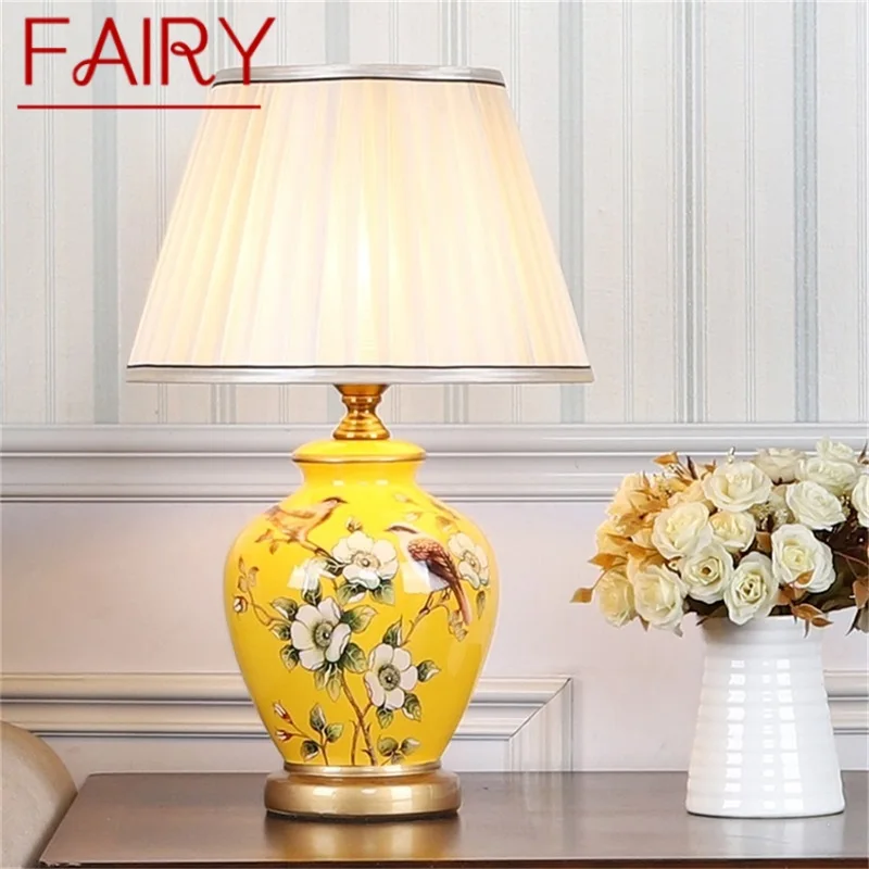 FAIRY Ceramic Table Lamps Copper Modern Luxury Pattern Desk Light LED Besjdes For Home Bedroom | Освещение