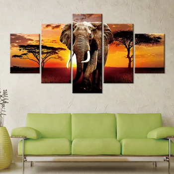 5 Panel Canvas Painting Wall Art Sunset African Elephant Posters And Prints Wall Pictures Home Decor Poster Canvas Paintings 
5 Panel Canvas Painting Wall Art Sunset African Elephant Posters And Prints Wall Pictures Home Decor Poster Canvas Paintings