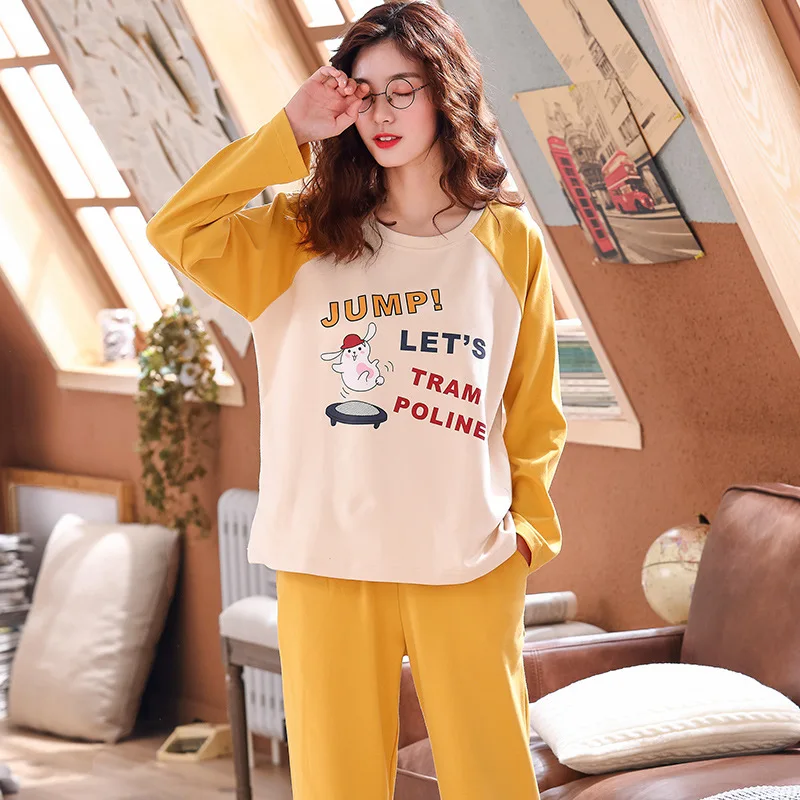 2019 Pajamas Women's Autumn And Winter Pure Cotton Long Sleeve Korean-style Trousers Large Size Students Tracksuit Rest Two-Piec
2019 Pajamas Women's Autumn And Winter Pure Cotton Long Sleeve Korean-style Trousers Large Size Students Tracksuit Rest Two-Piec