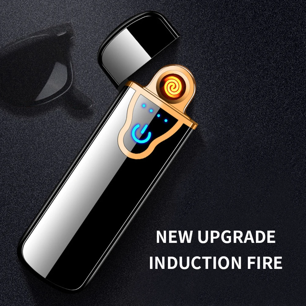 Electronic Cigarette Lighter Windproof Touch Ignition Double Sided Fingerprint Sensor Gift | Дом и сад