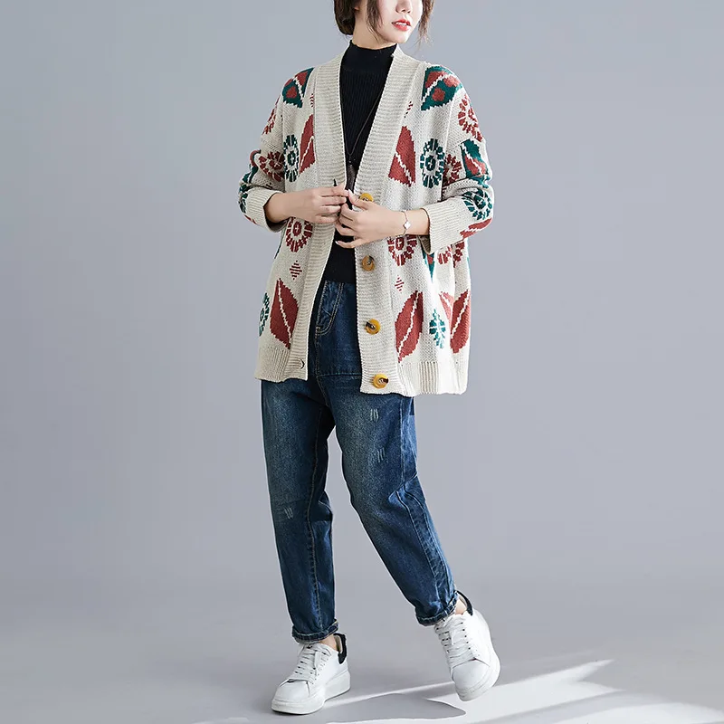 Johnature New Loose Women Clothes Fashion Casual Knitting Women Jackets 2019 Autumn Winter Korean Button Print Coats
Johnature New Loose Women Clothes Fashion Casual Knitting Women Jackets 2019 Autumn Winter Korean Button Print Coats
