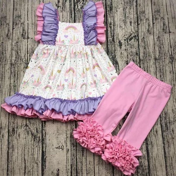 Children clothing set with unicorn prints pink leggings icing design kids wear outfits
Children clothing set with unicorn prints pink leggings icing design kids wear outfits