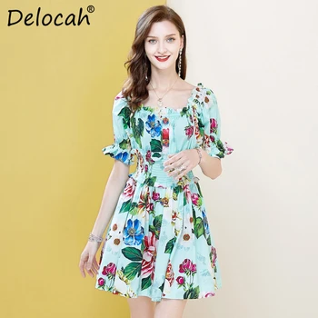 Delocah Summer Women Fashion Runway Cotton Dress Sexy Slash neck Elastic Waist Elegant Female Holiday Party Dresses vestidos 
Delocah Summer Women Fashion Runway Cotton Dress Sexy Slash neck Elastic Waist Elegant Female Holiday Party Dresses vestidos