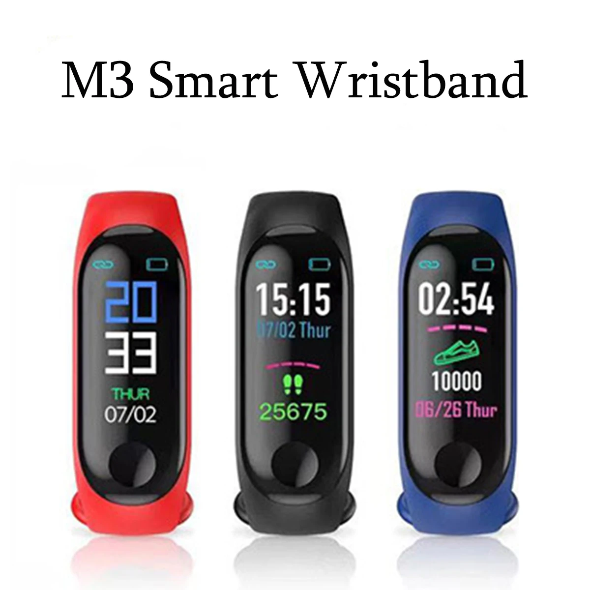 M3 Fitness Bracelet Color Screen Touch Bracelet Waterproof Smart Watch Push Message Bluetooth Fitness Tracker For IOS Android
M3 Fitness Bracelet Color Screen Touch Bracelet Waterproof Smart Watch Push Message Bluetooth Fitness Tracker For IOS Android
