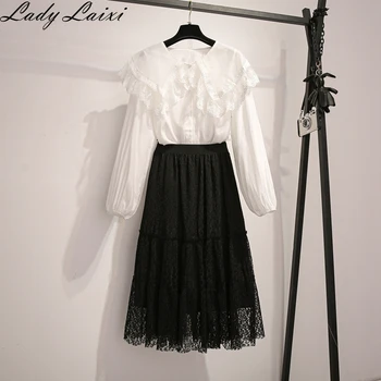 Elegant Sweet OL Style 2 Pieces skirt suit Set White Blouse High Waist Lace Skirt Office Ladies Women Solid color Set
Elegant Sweet OL Style 2 Pieces skirt suit Set White Blouse High Waist Lace Skirt Office Ladies Women Solid color Set