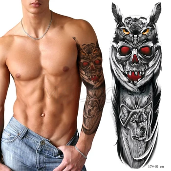 Full Arm Waterproof Temporary Tattoo Sticker Skull Red Eye Owl Wolf Animal Feather Art Fake Tatoo Flash Tatto for Man Woman
Full Arm Waterproof Temporary Tattoo Sticker Skull Red Eye Owl Wolf Animal Feather Art Fake Tatoo Flash Tatto for Man Woman