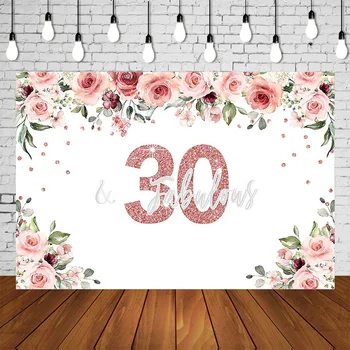 Adult 30 and fabulous thirty birthday party backdrop pink floral girl baby shower photo background cake table wall Decor SM-627
Adult 30 and fabulous thirty birthday party backdrop pink floral girl baby shower photo background cake table wall Decor SM-627