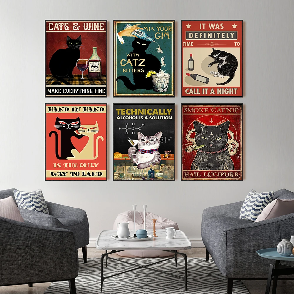 Cartoon Funny Cat Posters And Prints Vintage Canvas Painting Wall Art Pictures For Living Room Kitchen Wine Cuadros Home Decor
Cartoon Funny Cat Posters And Prints Vintage Canvas Painting Wall Art Pictures For Living Room Kitchen Wine Cuadros Home Decor