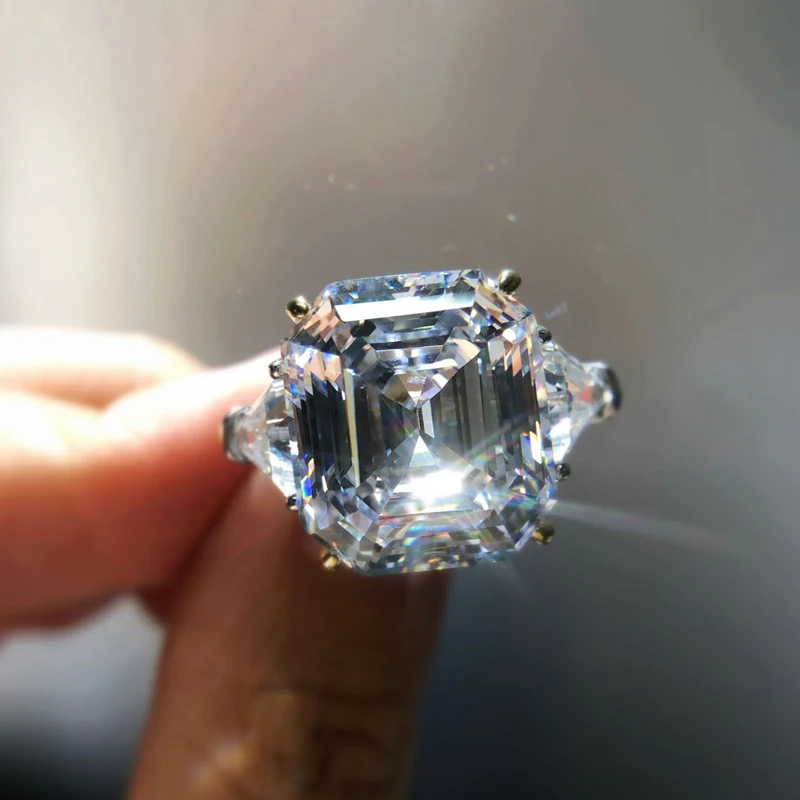 OEVAS 100% 925 Sterling Luxury 27 Carats Created Moissanite Wedding Rings For Women Sparkling High Carbon Diamond Fine Jewelry