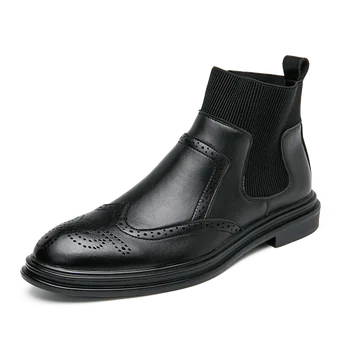 Elegant Leather Chelsea Ankle Boots Men Sock Bootie Brogues Shoes Paisley Embossing British Style Autumn Winter Quality For Man
Elegant Leather Chelsea Ankle Boots Men Sock Bootie Brogues Shoes Paisley Embossing British Style Autumn Winter Quality For Man