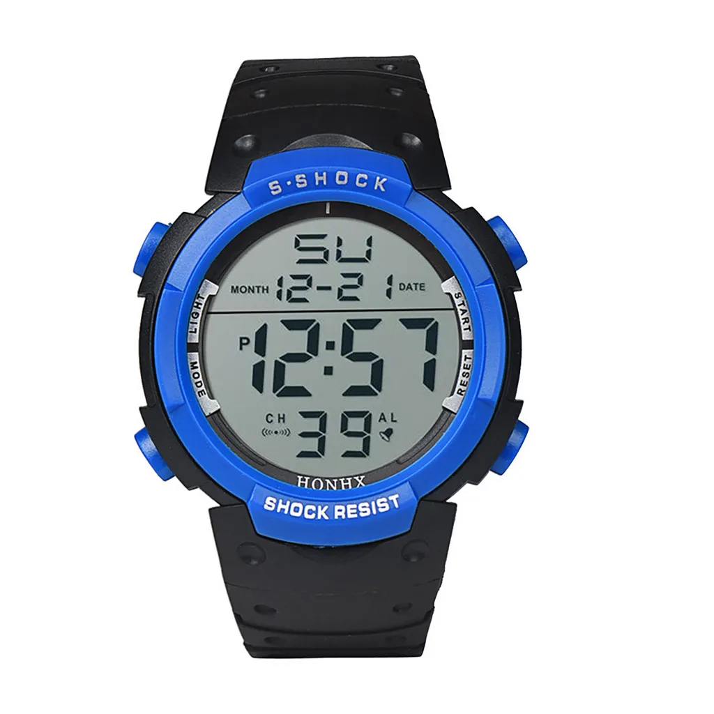Часы наручные HONHX Мужские Цифровые водонепроницаемые спортивные с ЖК дисплеем