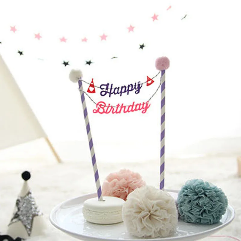 1 set happy birthday cake flags wedding birthday party cake