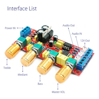 NE5532 OP-AMP HIFI Preamplifier Bass Treble Balance Volume Tone EQ Control Board For Amplifiers DIY KIT Dual AC12V 
NE5532 OP-AMP HIFI Preamplifier Bass Treble Balance Volume Tone EQ Control Board For Amplifiers DIY KIT Dual AC12V