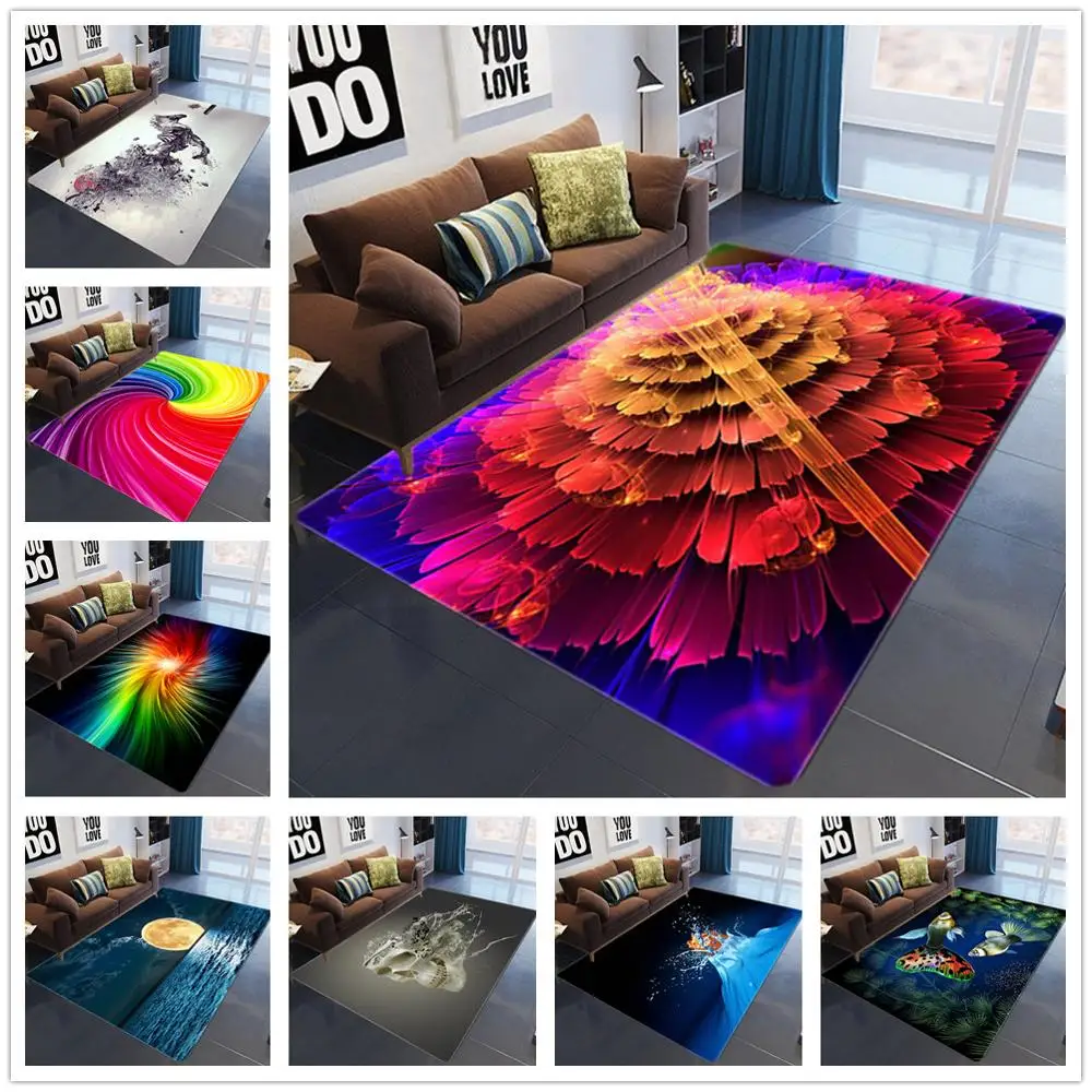 

Creative Geometric Colour Pattern 3D Carpet Antiskid Tea Table Mats/Carpets for Living Room Bedroom Area Rug Hallway Decor Rugs
