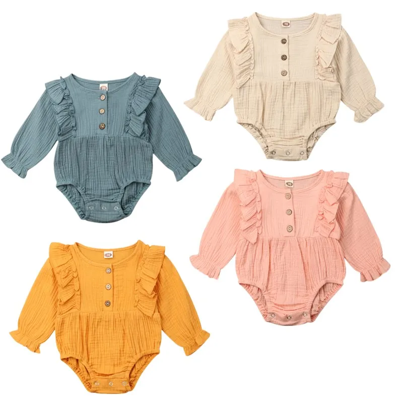 

New 4Colors Toddler Baby Girl Ruffle Romper Soft Jumpsuit Outfit Sunsuit Autumn Clothes