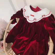 Платье для малышей красные бархатные милые платья с длинными