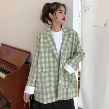 Vintage Female Autumn Blazer Women Jacket Plaid Korean Fashion Single Breasted Blazers Loose Green Autumn Casual Laides Outwears
Vintage Female Autumn Blazer Women Jacket Plaid Korean Fashion Single Breasted Blazers Loose Green Autumn Casual Laides Outwears