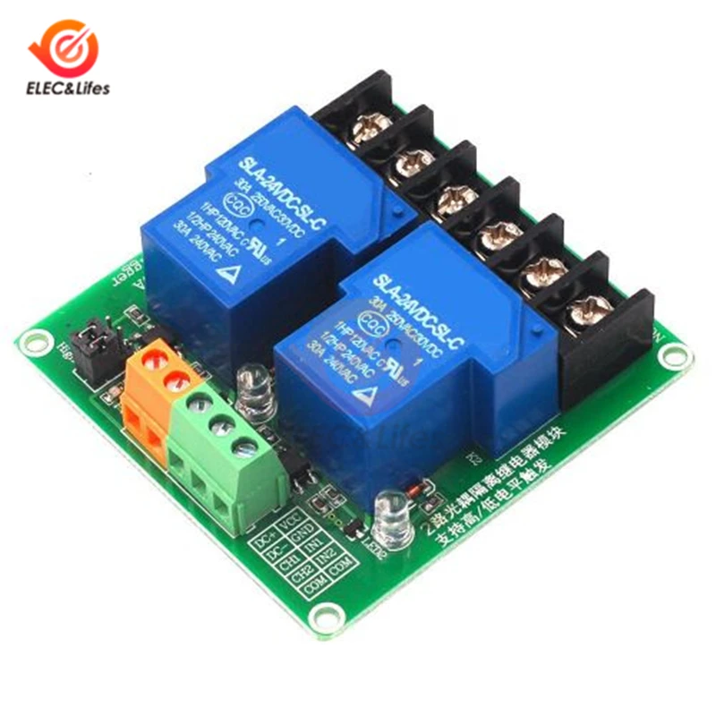 Two 2 Channel DC 5V 12V 24V Relay Module 30A optocoupler isolation module High and Low Level Trigger Relay for Smart Home PLC
Two 2 Channel DC 5V 12V 24V Relay Module 30A optocoupler isolation module High and Low Level Trigger Relay for Smart Home PLC