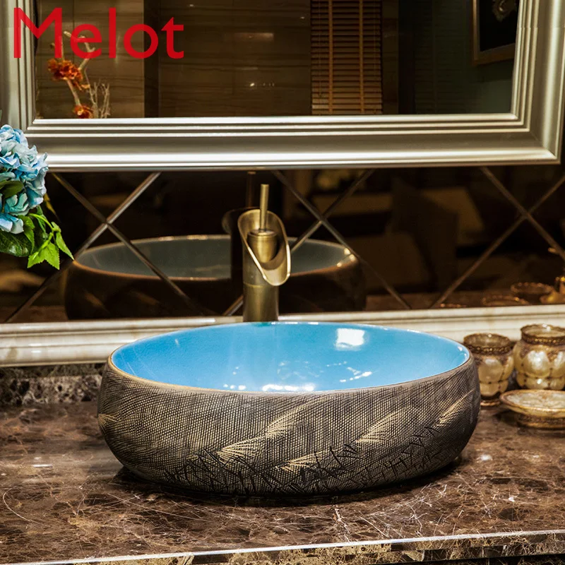 Oval Upper Basin Wash Basin Ceramic Washbasin Art Wash Basin Toilet Basin Reed Blue
Oval Upper Basin Wash Basin Ceramic Washbasin Art Wash Basin Toilet Basin Reed Blue