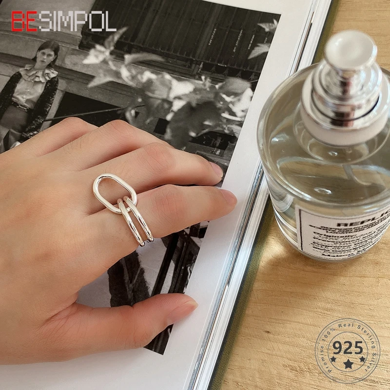 Besimpol Genuine 925 Sterling Silver Ring Multiple Circles Simple Designer Line Rings for Women Minimalist Style Fine Jewelry
Besimpol Genuine 925 Sterling Silver Ring Multiple Circles Simple Designer Line Rings for Women Minimalist Style Fine Jewelry