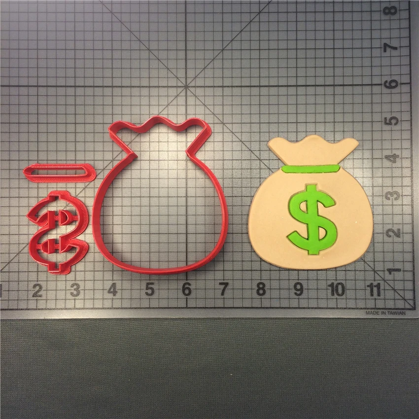 Cartoon Money Bag Cookie Cutter Kitchen Baking Supplies DIY Cake Icing Decoration Kit 3D Printed Custom Seal 
Cartoon Money Bag Cookie Cutter Kitchen Baking Supplies DIY Cake Icing Decoration Kit 3D Printed Custom Seal