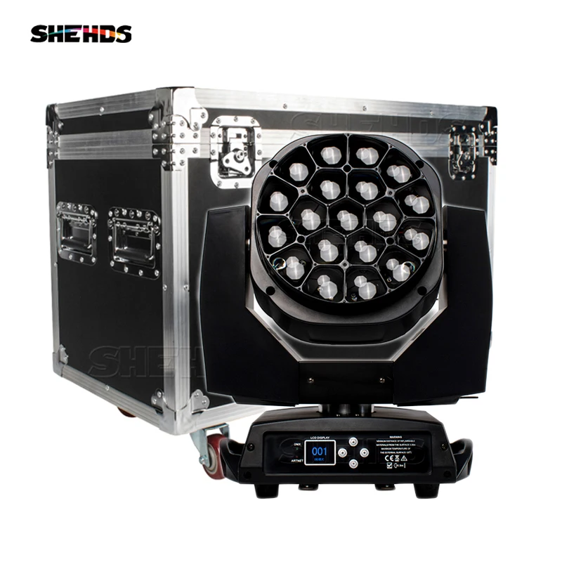 19x15W Wash Big Bees Eyes RGBW Zoom Moving Head Lighting with Flighcaser for Concert Dance Hall Club Bar Dj Stage Effect Light | Лампы и