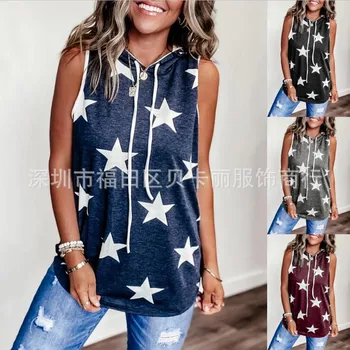2020 Women Summer Casual Pentagram Print Hooded T-Shirt Loose Sleeveless Vest Tshirt Tops Plus Size 5XL Gray Black Clothes 
2020 Women Summer Casual Pentagram Print Hooded T-Shirt Loose Sleeveless Vest Tshirt Tops Plus Size 5XL Gray Black Clothes