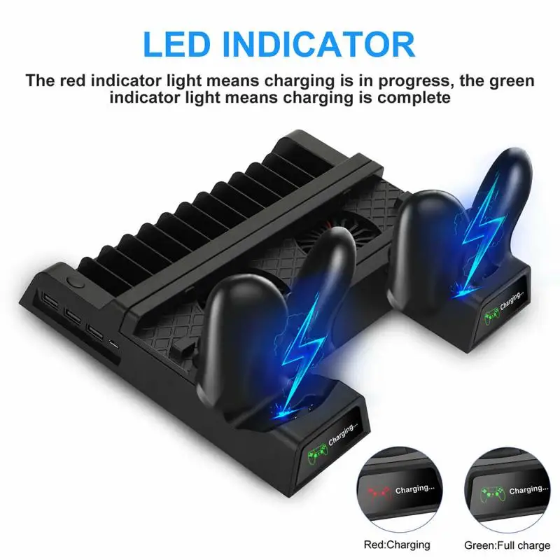For SONY Playstation 4 Dual Controller Charger Console Vertical Cooling Stand Charging Station LED Fan for PS4/PS4 Slim/PS4 Pro
For SONY Playstation 4 Dual Controller Charger Console Vertical Cooling Stand Charging Station LED Fan for PS4/PS4 Slim/PS4 Pro