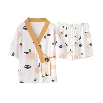 QWEEK Cotton Pajamas 2 Piece Set Women Pijama Mujer Peach Print Sleepwear Pyjama Homewear Summer Nightie Kimono 2020 Pj Set
QWEEK Cotton Pajamas 2 Piece Set Women Pijama Mujer Peach Print Sleepwear Pyjama Homewear Summer Nightie Kimono 2020 Pj Set