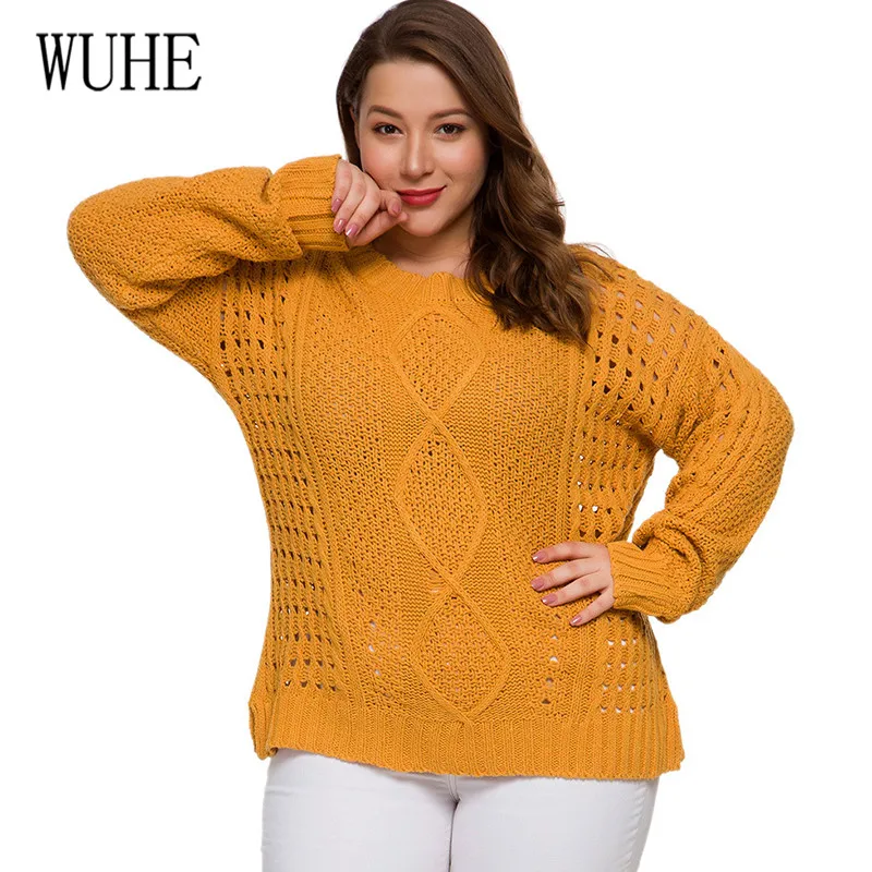 WUHE Solid Diamond Striped Openwork Loose Knitting Sweater Woman Mohair Knitted Twisted Thick Warm Ladies Pullover Jumper
WUHE Solid Diamond Striped Openwork Loose Knitting Sweater Woman Mohair Knitted Twisted Thick Warm Ladies Pullover Jumper