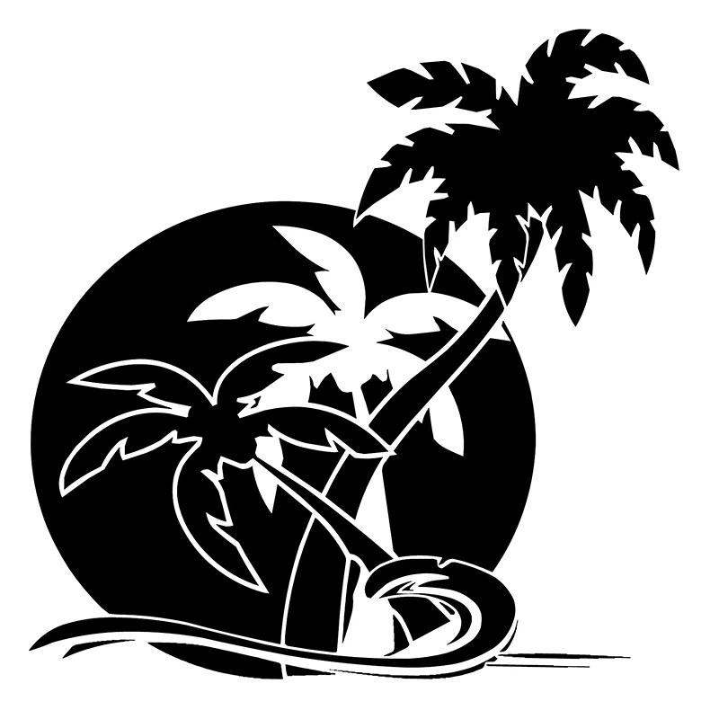 

17*17cm PALM TREE HAWAII SUN STICKER VINYL DECAL Funny Car Window Bumper Novelty JDM Drift car stickers and decals