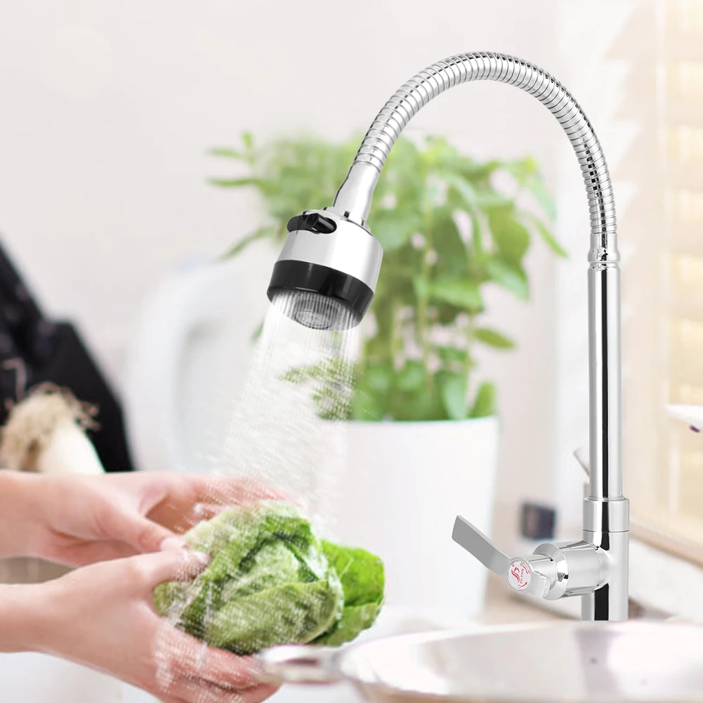 360 Degree Rotation Kitchen Water Tap G1/2in Universal Bendable Home Kitchen Single Cold Water Tap Kitchen Sink Water Faucet