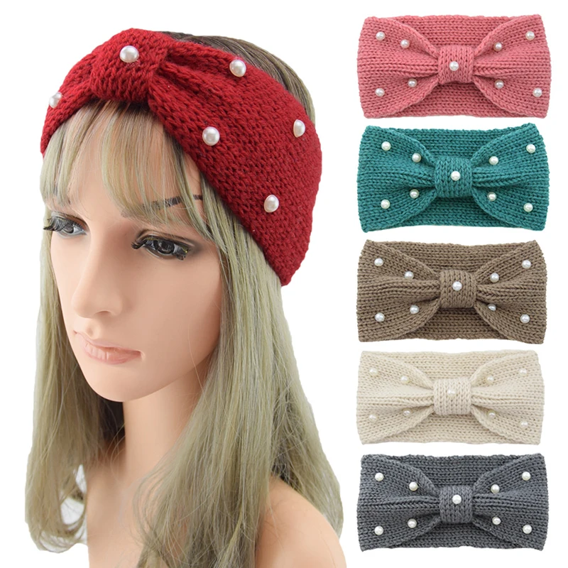 Women Bow Pearl Crochet Knit Headband Sweet Wide Winter Warmer Ear Hair Bands Solid Soft Headwrap Hair Accessories High Quality
Women Bow Pearl Crochet Knit Headband Sweet Wide Winter Warmer Ear Hair Bands Solid Soft Headwrap Hair Accessories High Quality