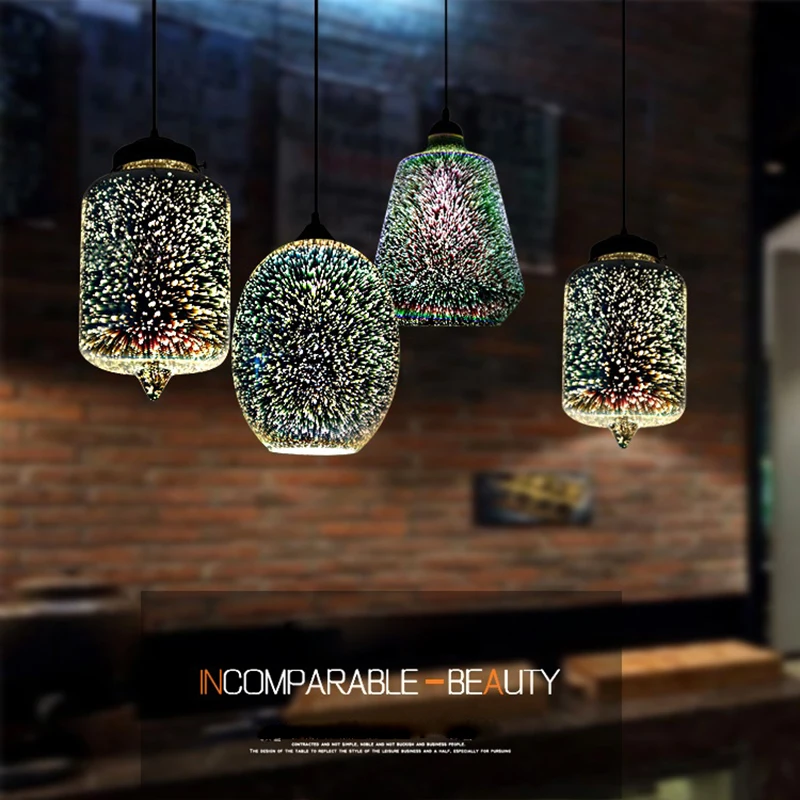 Современная 3D красочная подвесная стеклянная лампа в скандинавском стиле со