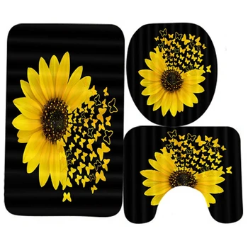 4PCS/Set Sunflower Butterfly Print Shower Curtain Waterproof Bathroom Curtain Toilet Cover Mat Non-Slip Rug Set Bathtub
4PCS/Set Sunflower Butterfly Print Shower Curtain Waterproof Bathroom Curtain Toilet Cover Mat Non-Slip Rug Set Bathtub