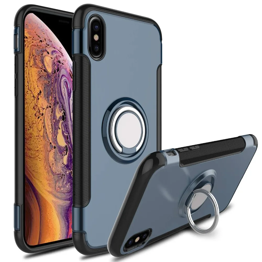 Case For iPhone X Xr Xs Max Cover Luxury Magnetic Finger Holder Anti-knock (1)