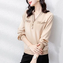 2022 Autumn Women's Satin Shirt Chiffon Blouses for Women Button Up Long Sleeve Top Women Pink V-neck Clothes Woman Basic Shirts 
2022 Autumn Women's Satin Shirt Chiffon Blouses for Women Button Up Long Sleeve Top Women Pink V-neck Clothes Woman Basic Shirts
