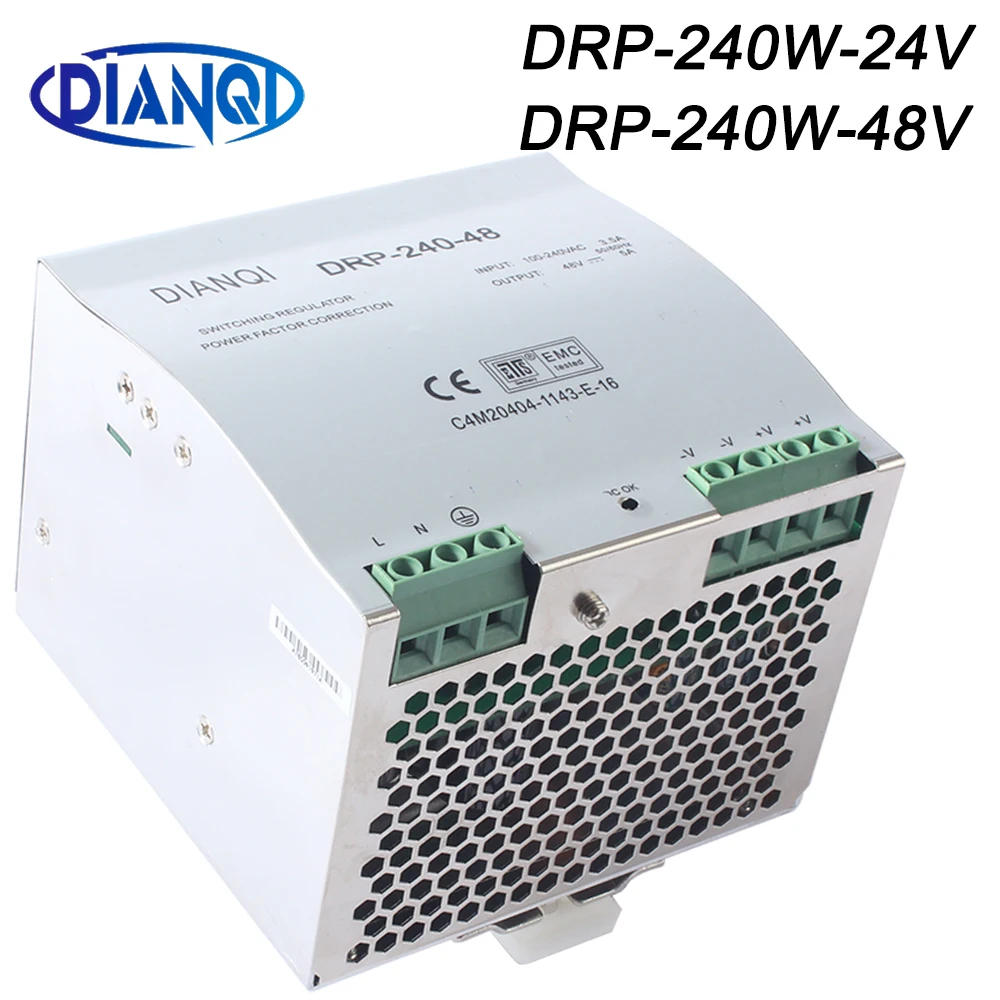 

DRP-240W-48V 5A DRP-240-48 Steady Single Output AC-DC Industrial DIN Rail Power Supply DR-240W-24V 10A DR-240-24 ADJ 10%