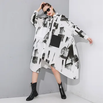 Women White Asymmetrical Big Size Blouse New Lapel Long Sleeve Loose Fit Shirt Fashion Tide Spring Autumn 2020
Women White Asymmetrical Big Size Blouse New Lapel Long Sleeve Loose Fit Shirt Fashion Tide Spring Autumn 2020