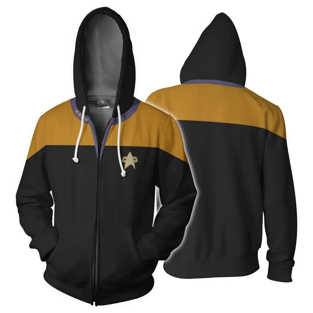 Звезда Voyager команда Высокое качество Косплей Костюм с капюшоном Trek Толстовка