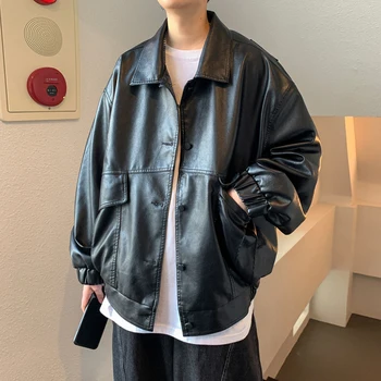 2020 Spring And Autumn New Retro Badge Loose Leather Fashion Casual Solid Single Breasted Multi Pocket Jacket Black S-XL jaket
2020 Spring And Autumn New Retro Badge Loose Leather Fashion Casual Solid Single Breasted Multi Pocket Jacket Black S-XL jaket