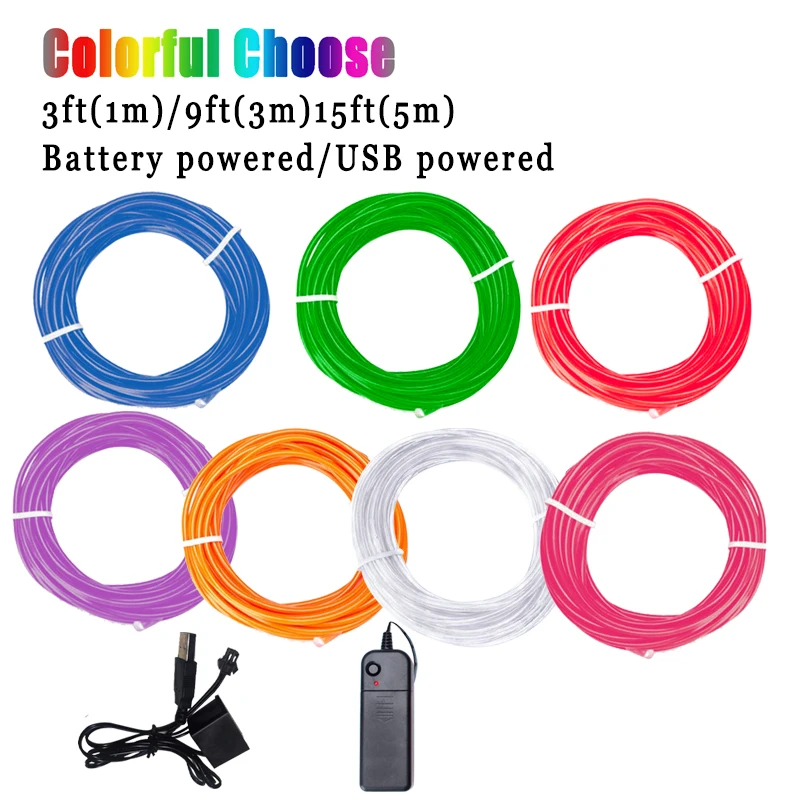 Rantion Neon Light Glowing Strobing Electroluminescent EL Wire Lights with Battery Pack Controller Led Lights Party Decorations
Rantion Neon Light Glowing Strobing Electroluminescent EL Wire Lights with Battery Pack Controller Led Lights Party Decorations