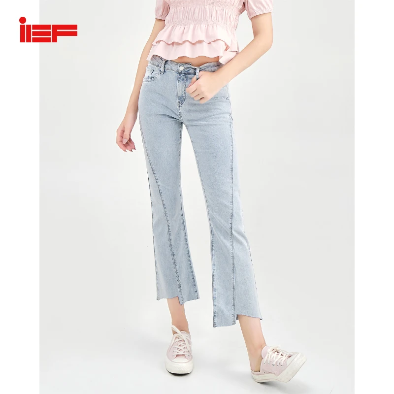 Женские джинсы с высокой талией IEF повседневные синие длинные брюки