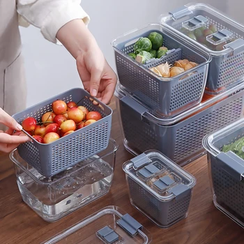 Kitchen Plastic Storage Box Fresh-Keeping Box Refrigerator Fruit Vegetable Drain Crisper Kitchen Storage Containers With Lid
Kitchen Plastic Storage Box Fresh-Keeping Box Refrigerator Fruit Vegetable Drain Crisper Kitchen Storage Containers With Lid