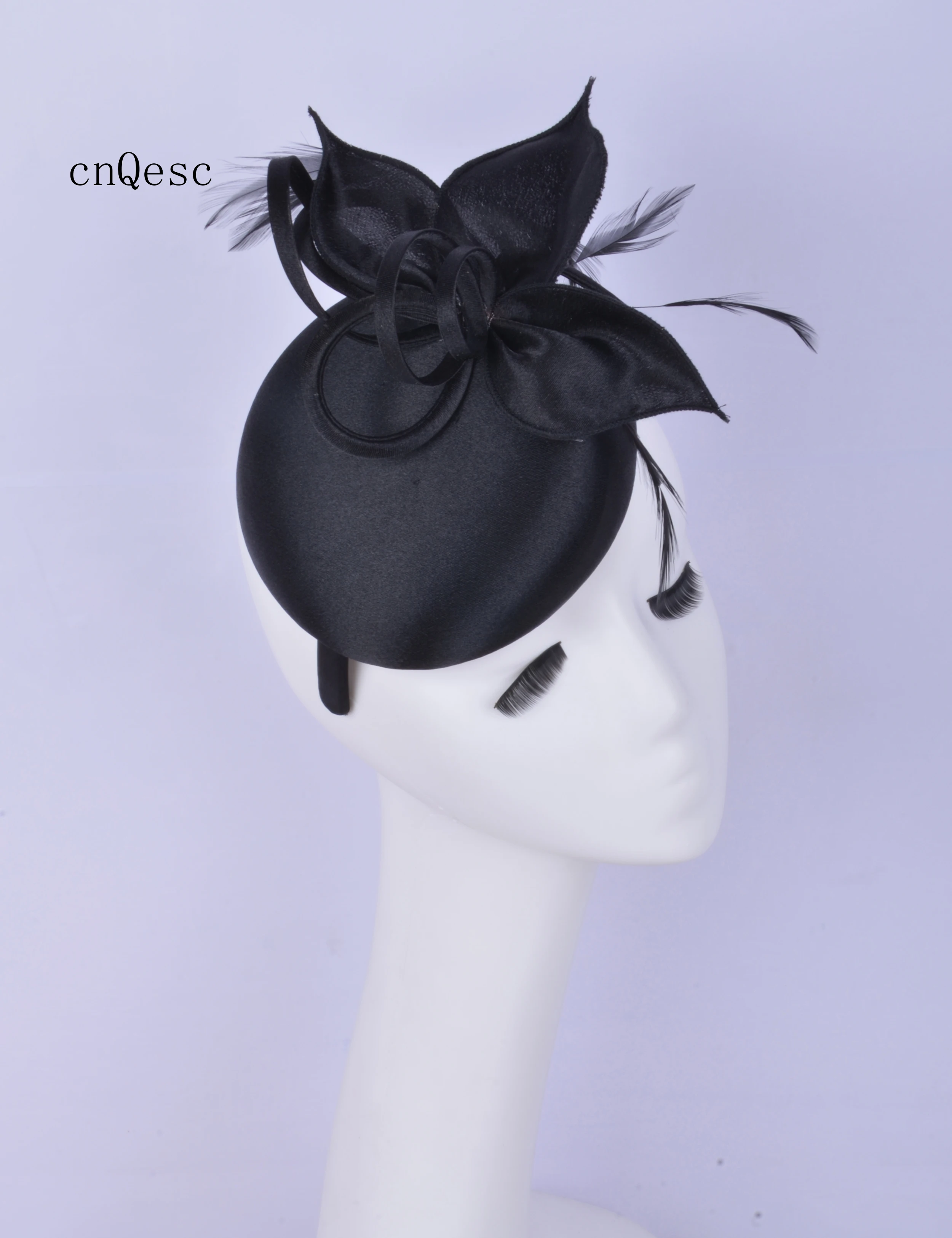 Фото 2019 маленькая черная сатиновая Вуалетка дамское платье шляпа Кентукки Дерби