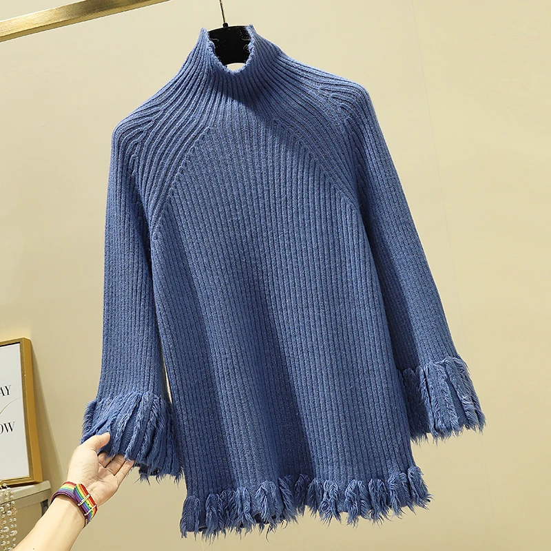 Winter Knit Turtleneck Sweater Women 2019 Elegant Tassels Blue Casual Loose Pullovers Jumper Female Oversize
Winter Knit Turtleneck Sweater Women 2019 Elegant Tassels Blue Casual Loose Pullovers Jumper Female Oversize