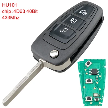 433Mhz 3 Buttons Flip Keyless Entry Fob with 4D63 40Bit Chip/HU101 Blade Fit for Ford Focus Fiesta
433Mhz 3 Buttons Flip Keyless Entry Fob with 4D63 40Bit Chip/HU101 Blade Fit for Ford Focus Fiesta